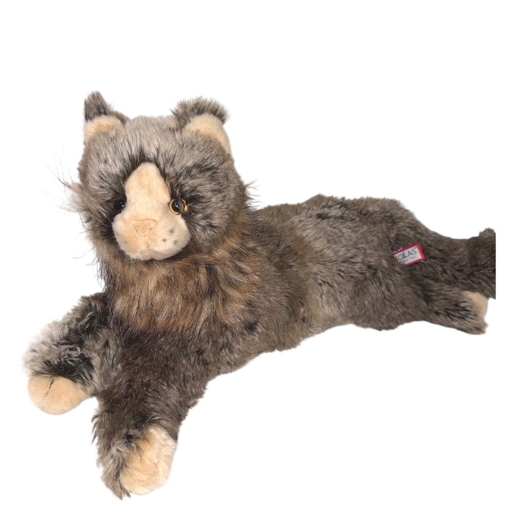 Douglas Cuddle Toy Plush Cat Brown Grey Faux Fur Stuffed Animal 2471 #3723